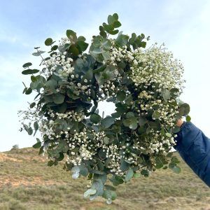 Corona de paniculata y eucalipto natural