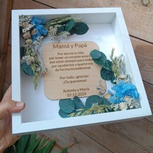 Cuadro flores y placa personalizada